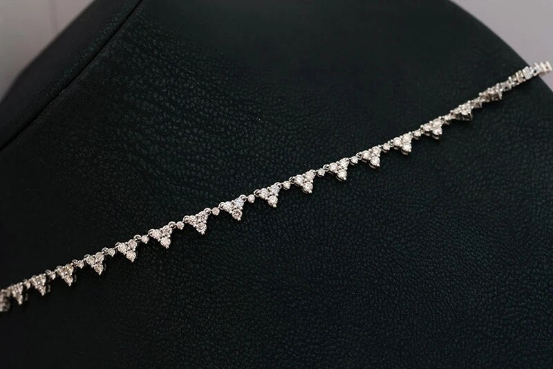 LUOWEND 18K White Gold Necklace Luxury Shiny Real Natural Diamonds 5.8carat Necklace for Women Senior Banquet Jewelry Customize