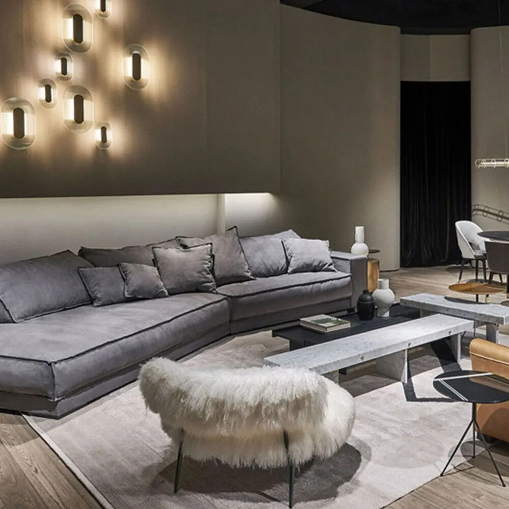 Living Room Cephalic Layer Sofa Cowhide Sponge Filling Timber Framing Soft Backrest With Armrest Pillow Furniture Household
