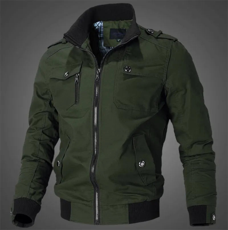 Men jacket Casual  cotton washed coats Army Military Outdoors Stand collar Outerwear jaqueta masculina Coat parka mens Jackets - KAISERINC