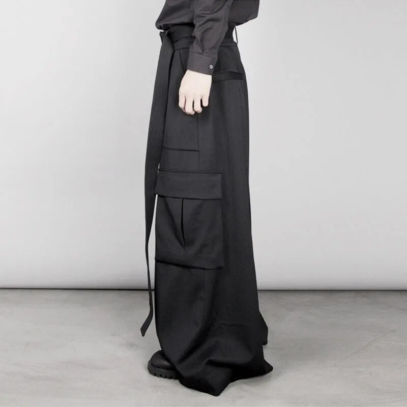 High-waisted trousers, super long A-shaped flared pants, wide-leg pants, original designer brand new men's clothing