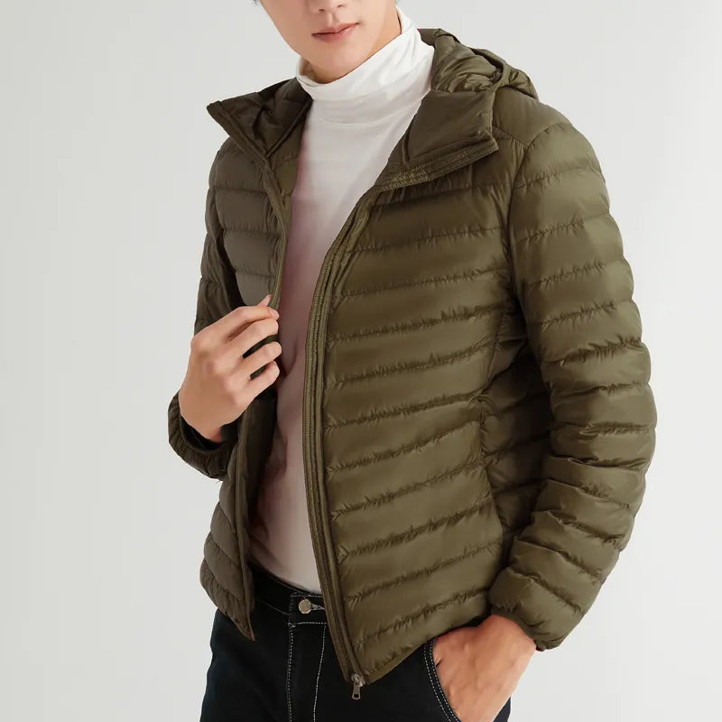 Man Winter Autumn Jacket White 90% Duck Down Jackets Men Hooded Ultra Light Down Jackets Warm Outwear Coat Parkas Outdoors - KAISERINC