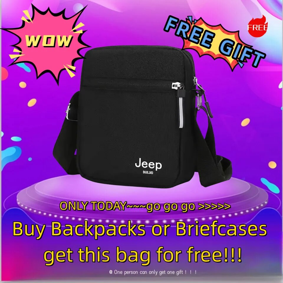 JEEP BULUO Men's Briefcase Bags For 13.3" Laptop Man Business Shoulder Bag Handbags High Quality Leather Office Black