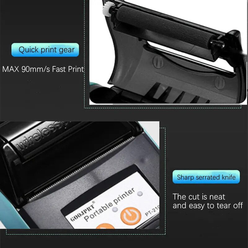 Portable Mini Printer 58mm Bluetooth Thermal Receipts Printers PT210 Mobile Phone PC Pocket Bill Makers Printer Impresora