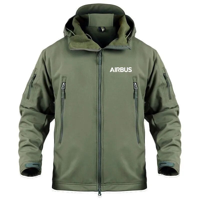 2022 New Autumn Winter Fleece Warm Multiple Pockets Airbus Zipper Hooded Man Coat Jacket Military Outdoor SoftShell Men Jackets - KAISERINC