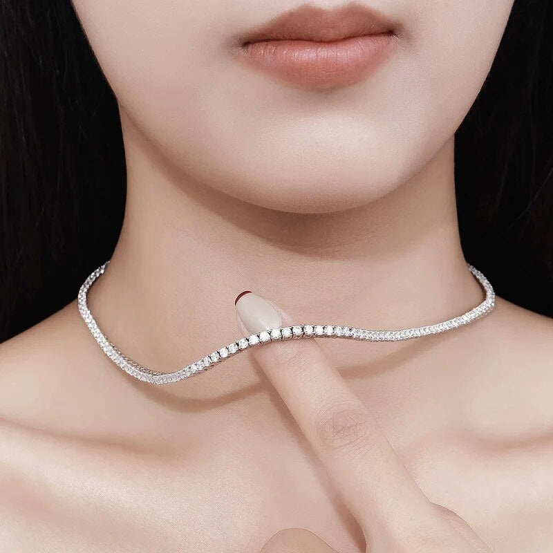 Smyoue 8-11.8cttw 2.5mm Moissanite Tennis Necklace for Women Luxury Quality S925 Sterling Silver Jewelry Lab Diamond Pendant GRA