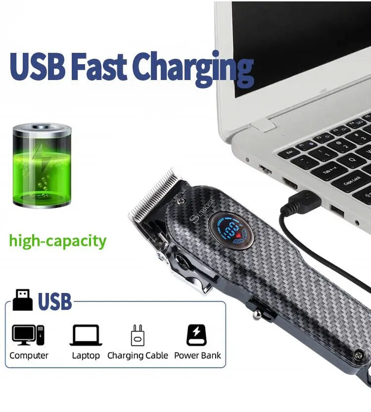 Powerful barber machine professional hair clipper men electric hair trimmer adjustable hair cutter machine rechargeable haircut