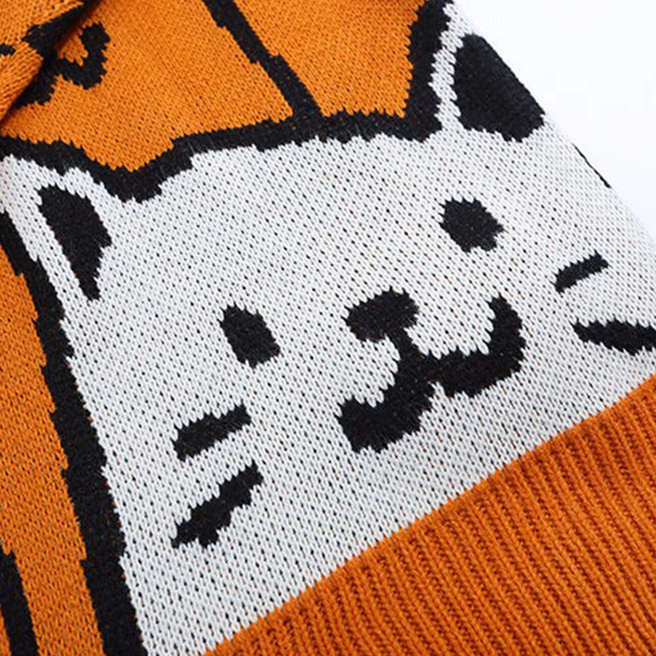 LACIBLE Harajuku Cat Pattern Turtleneck Knit Sweater Loose Casual Turtleneck Knitted Sweater Pullover Men Knitwear Streetwear