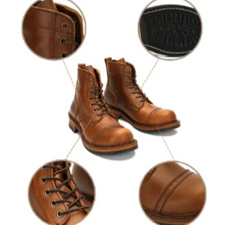 Tooling Work Boots Genuine Leather Luxury Designer Men Shoes Vintage Riding Boots Men Military Boots Men Outdoor Sneakers