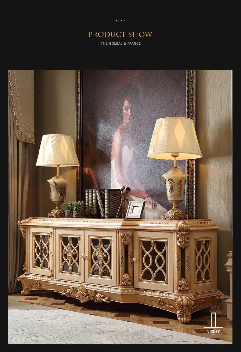 Calofia art collection French solid wood TV cabinets, living room, floor cabinets, villa furniture