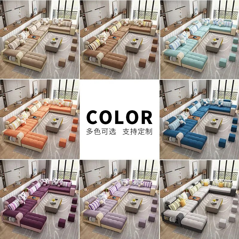 Modern Sofa Set Furniture Living Room Sectional Sofas L-Shaped Fabric Sofa Hot Sale