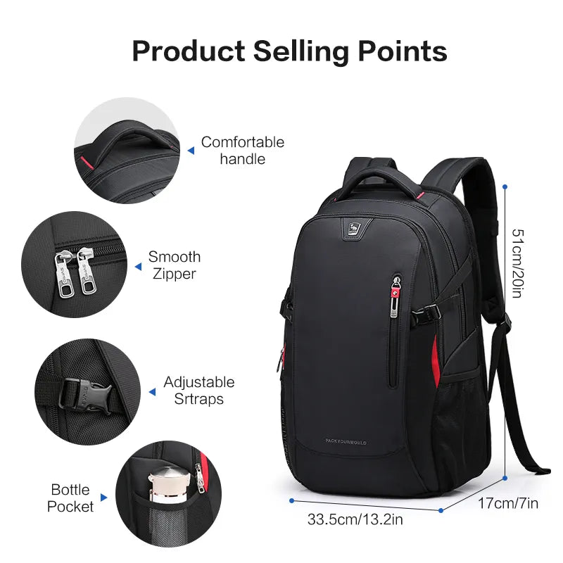 OIWAS Laptop Backpacks 14 Inch School Bags Waterproof Nylon 29L Casual Shoulder Bagpack Travel Teenage Men's Backpack Mochila