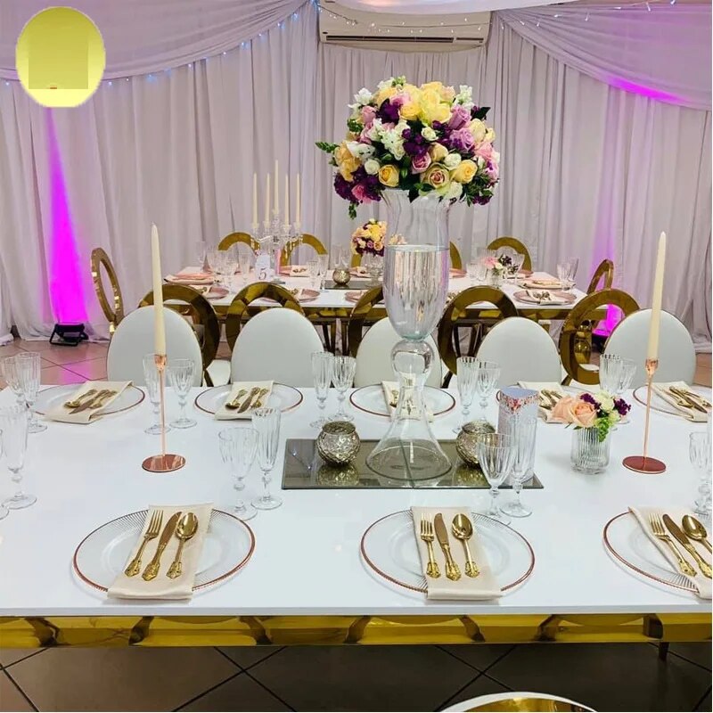 U-BEST Gold Printed Stainless Steel Dinner Event Wedding Chair For Wed Chairs White Banquet Pu Chair Home Furniture  4pcs/lot