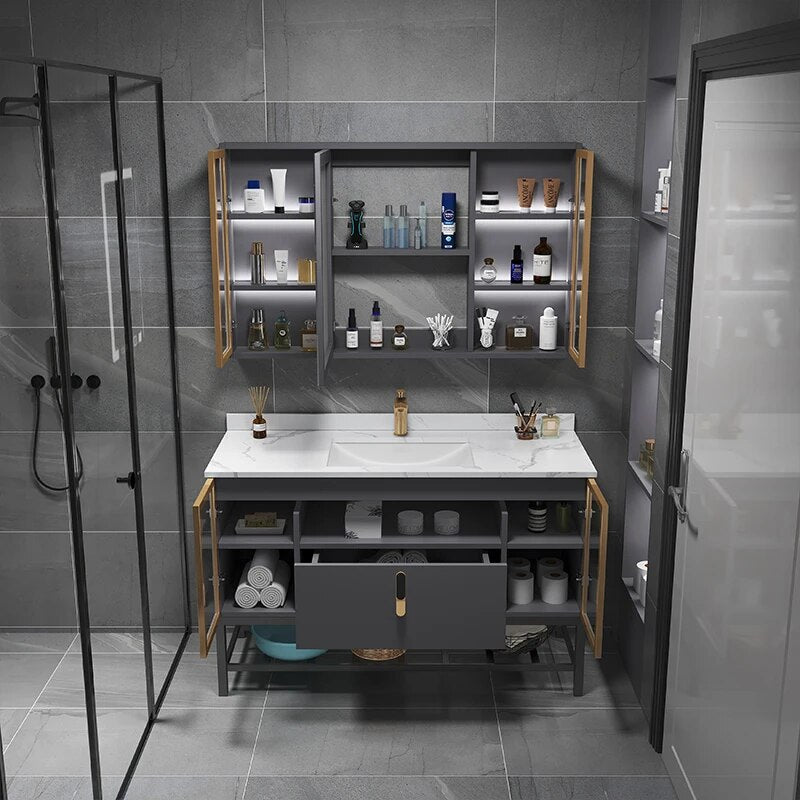 Mirror Sink Bathroom Cabinets Jewelry Wall Washbasin Entrance Bathroom Cabinets Shelves Armario Banheiro Furniture WW50BC