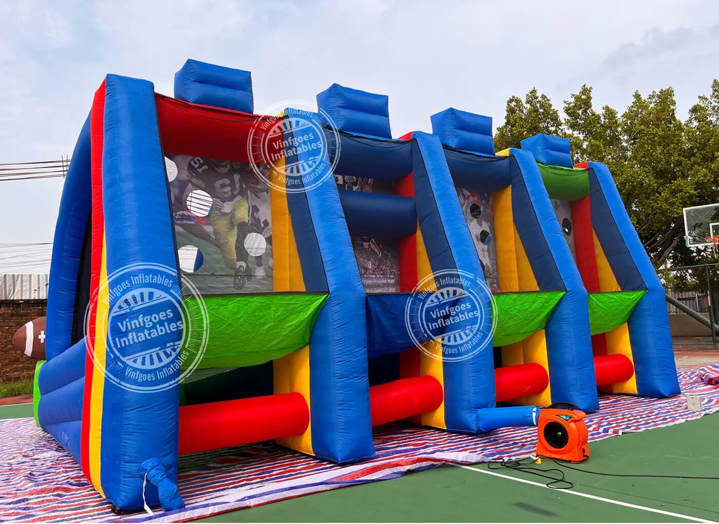 Inflatable Soccer Dart & Basketball Hoop & Baseball & Football Interactive 4-in-1 Multi Sports Play Throwing Game