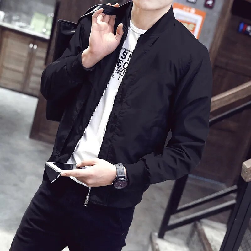 New Arrival Spring Men's Jackets Solid Fashion Coats Male Casual Slim Stand Collar Bomber Jacket Men Outerdoor Overcoat  M-XXXXL - KAISERINC