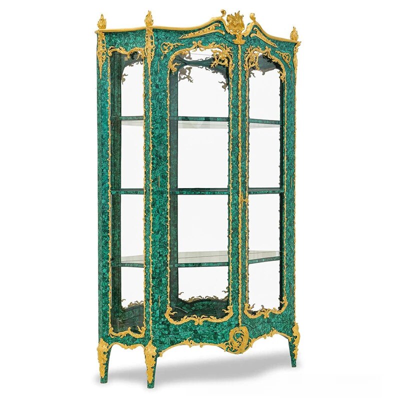 Malachite display cabinet Natural collection  Luxury stone storage cabinet Villa club hotel customized cabinet