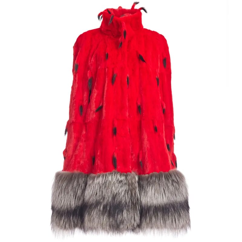 Women's Fur Coat 2223 Trend Natural Fur Long Mink Red Fashion Outerwear Jackets Trench Coats New In Outdoor Clothes Clothing