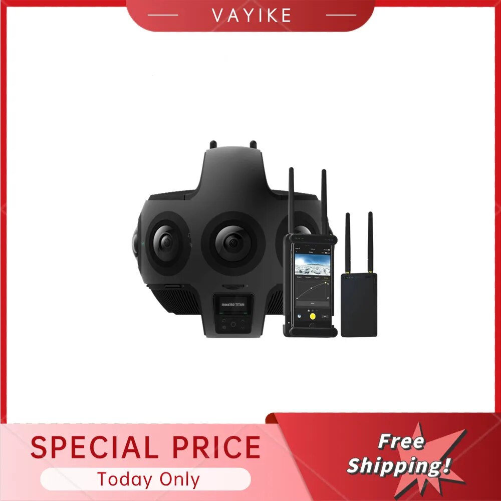 Insta360 Titan 11K VR Professional Camera Webcam with 1/2" Sensor Gesture Control, Noise-Canceling Microphones