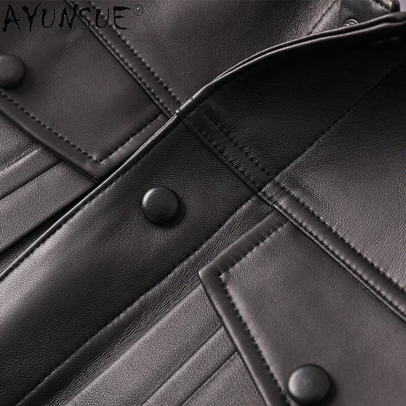 Men Clothing 2024 Men's Jacket Autumn Real Sheepskin Leather Jackets Short Clothes Korean Coat Ropa De Hombre LXR454