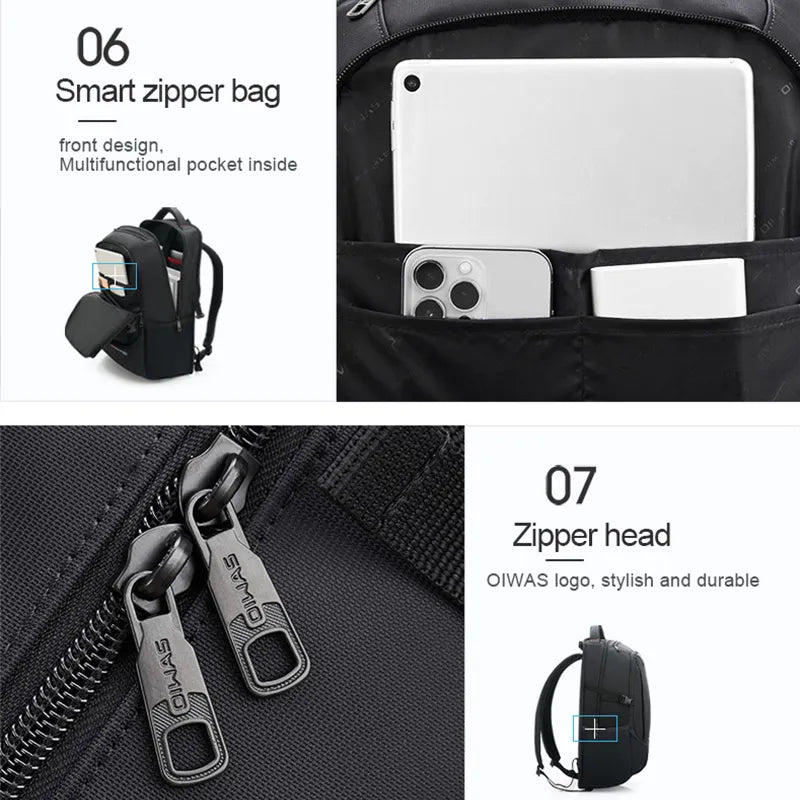 OIWAS Travel Multifunction Backpack Fashion Zipper Open Bag Men's Backpack Laptop High Quality Male Women Business Classic Bags