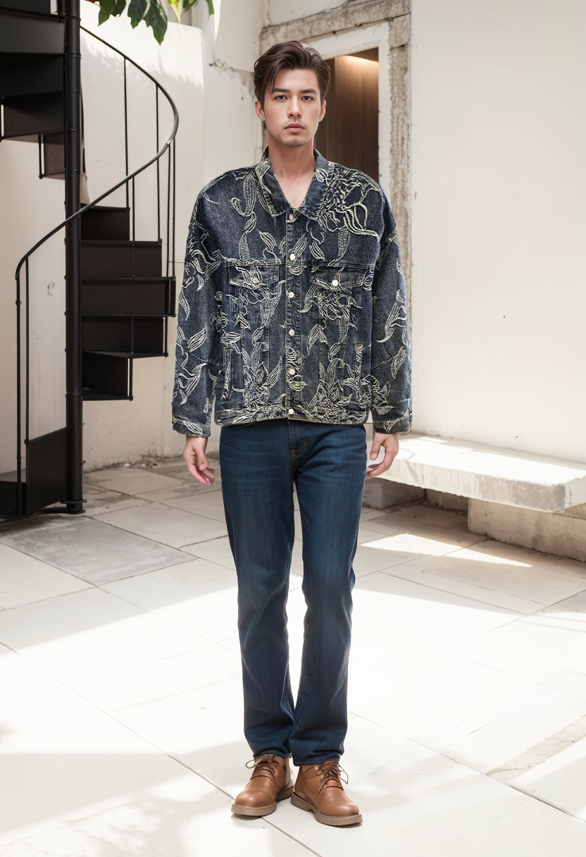 Trendy Niche Full Printed Autumn Loose Flower Embroidery