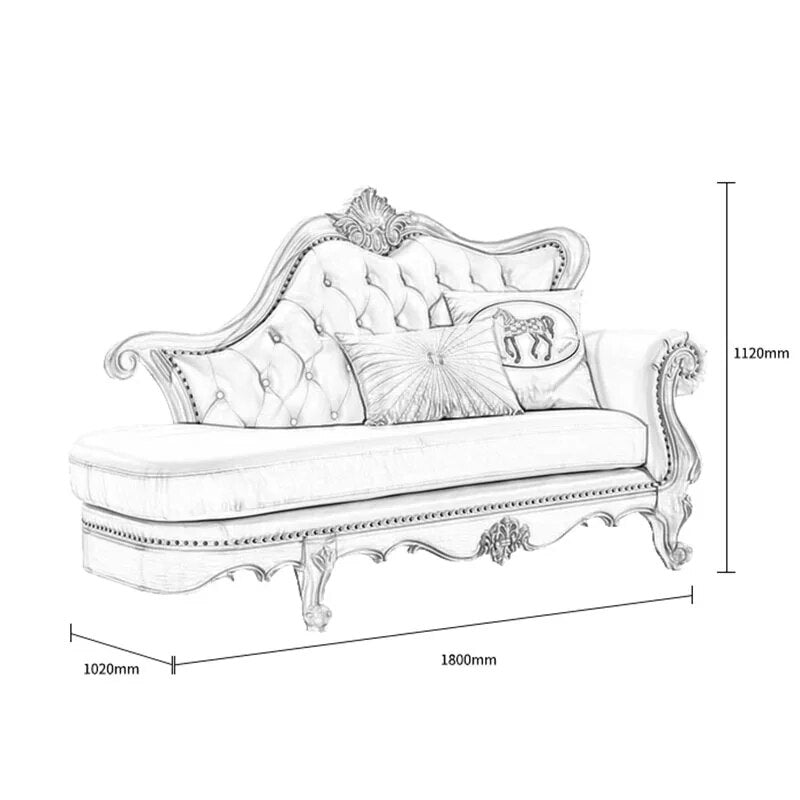 American Solid Wood Left Chaise Longue Combination Sofa Small Apartment European Modern Simple Chair Sleeper Bed Furniture