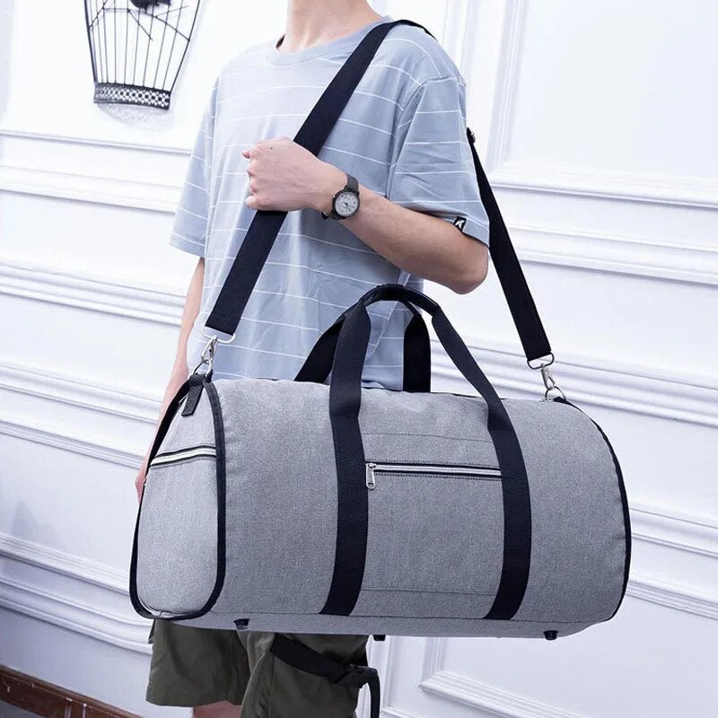 Brand waterproof travel bag men's clothing bag business travel shoulder bag 2-in-1 multi-function large luggage handbag casual h