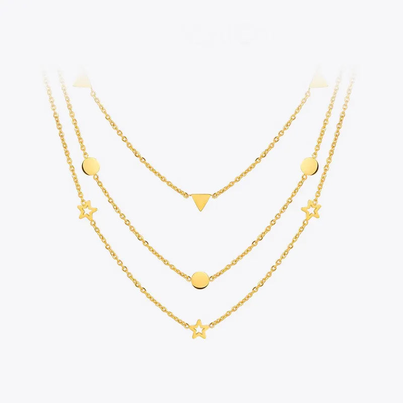 Enfashion Geometric Triangle Circle Star Choker Necklace Gold color Necklaces Pendants Stainless Steel Necklace Women chocker