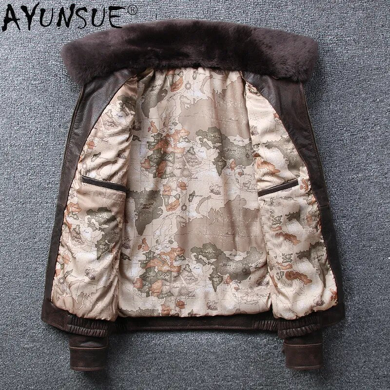 Real Cowhide Leather Jacket Men Retro Coat Motorcycle Men's Clothing Winter Clothes Mens Jackets Hommes Veste LXR679