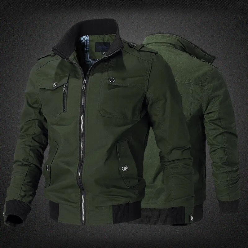 Men Casual Jackets Cotton Washed Coats Military Outdoors Stand Collar Outerwear Jaqueta Masculina Coat Mens Fashion Army Clothes - KAISERINC