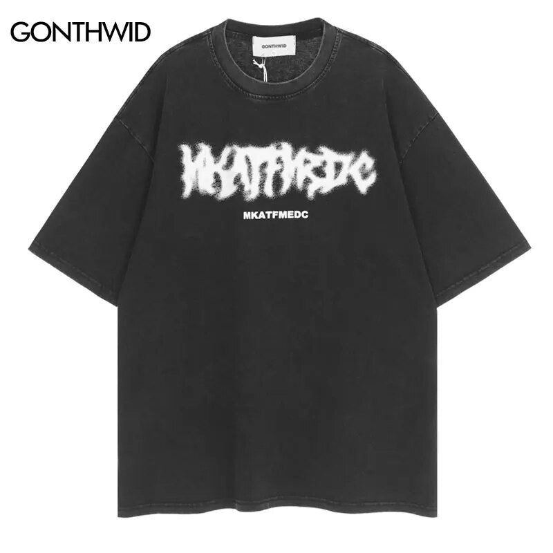 Oversized Tee Shirts Streetwear Hip Hop Letter Print Punk Rock Gothic Cotton Tshirt 2023 Men Harajuku Summer Casual T-Shirt Top