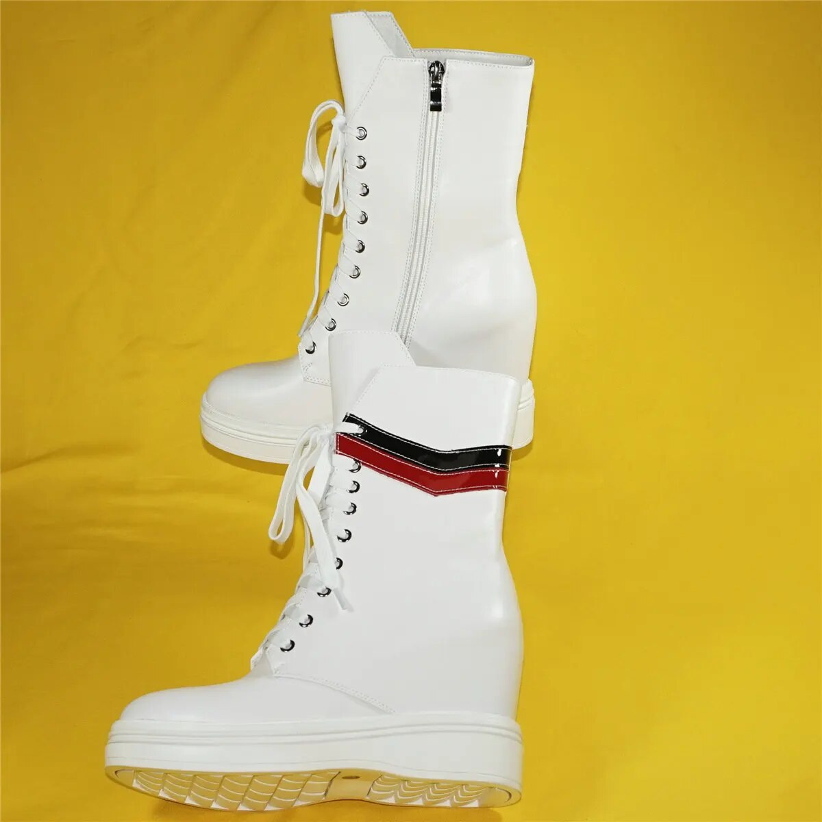 2023 Winter Fashion Sneakers Women Lace Up Genuine Leather High Heel Military Boots Female Round Toe Platform Pumps Casual Shoes