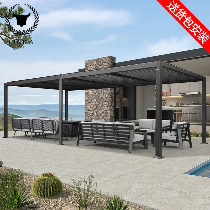 Factory Wholesale Price Gazebos Motorized Louver Adjustable Louvered Roof Aluminum Pergola