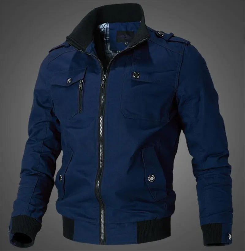 Men jacket Casual  cotton washed coats Army Military Outdoors Stand collar Outerwear jaqueta masculina Coat parka mens Jackets - KAISERINC
