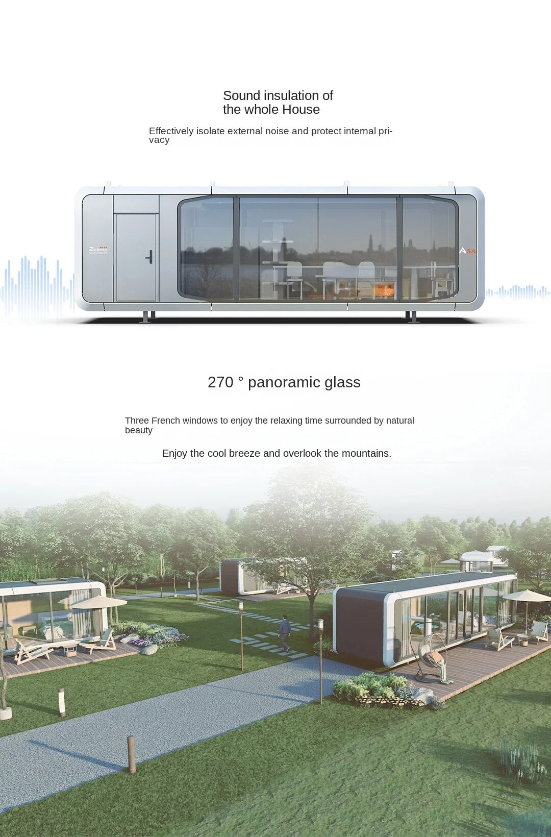 A5 Camp Space Capsule Prefabricated House Glass Room Homestay Hotel Outdoor Camping Viewing Room