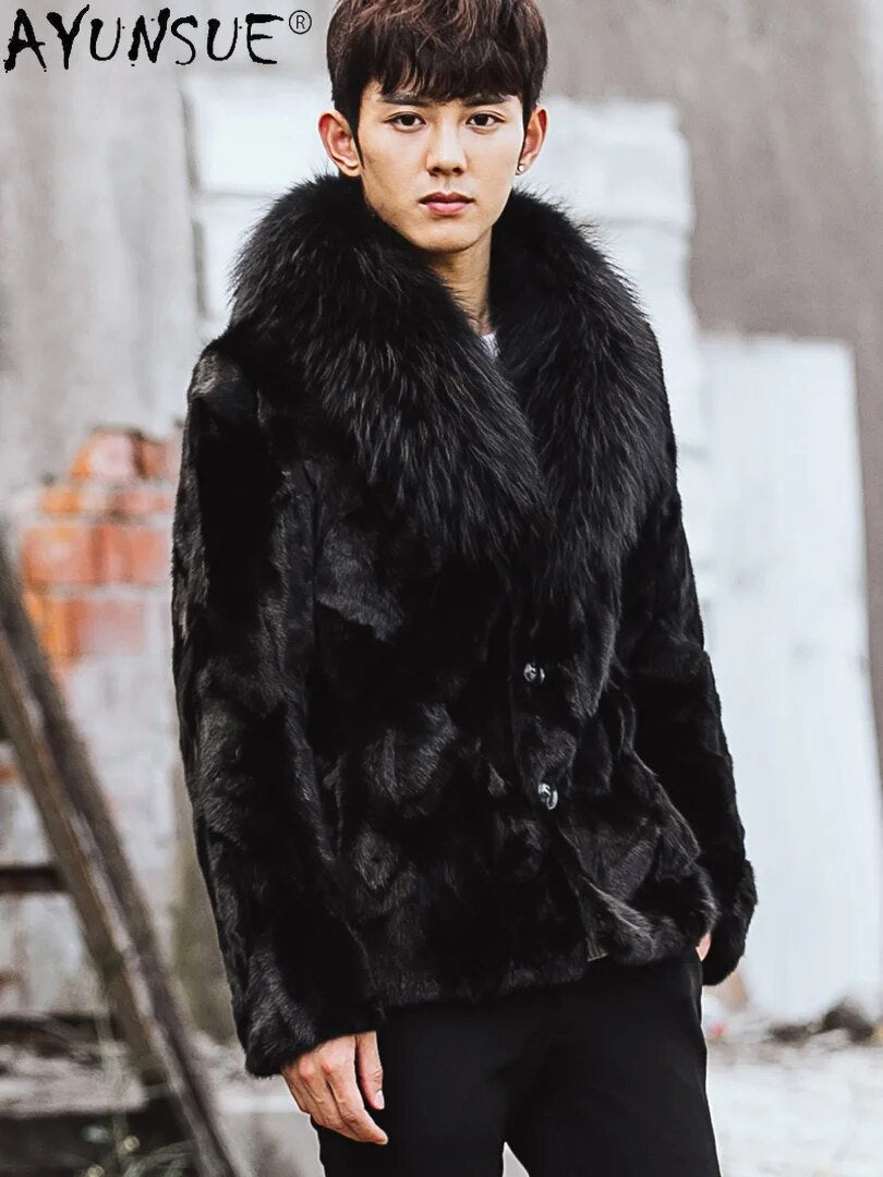 Men Jacket Winter 2024 Men's Clothing Natural Mink Fur Coat Male Warm Mens Clothes Shearling Jackets Hommes Veste LXR417