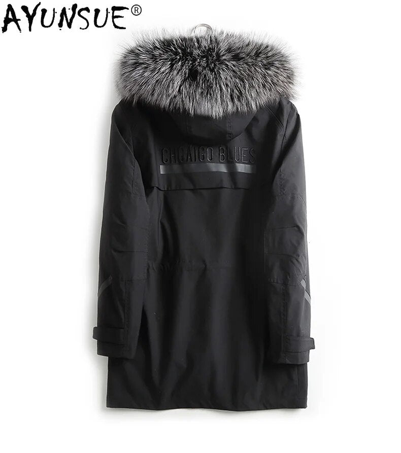 2024 Men's Jacket Winter Coat Male Hooded Men Clothing Real Rex Rabbit Fur Clothes 5XL Plus Parkas Ropa Hombre LXR489