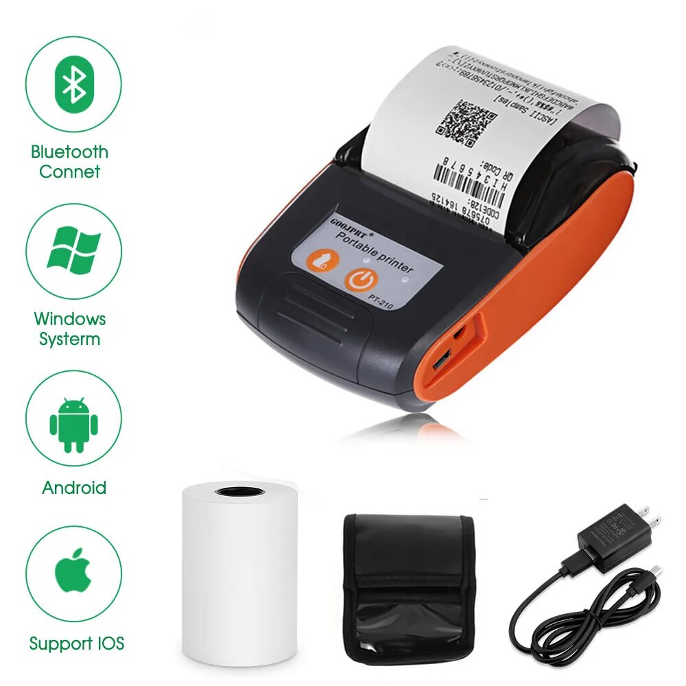 Portable Mini Printer 58mm Bluetooth Thermal Receipts Printers PT210 Mobile Phone PC Pocket Bill Makers Printer Impresora
