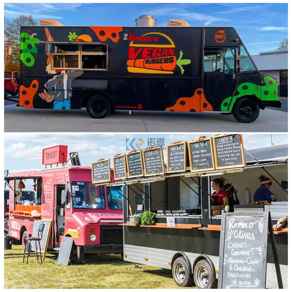 Mobile Fast Food Truck Dining Car Food Trailer For Europe Vendors Hotdog Ice Cream Food Trucks
