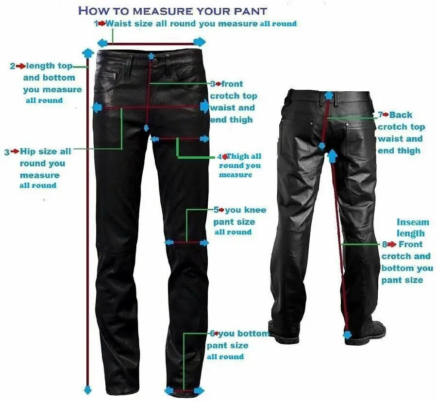Men's Black Leather 100% Genuine Sheepskin Sports Pants European and American Fashion Trends