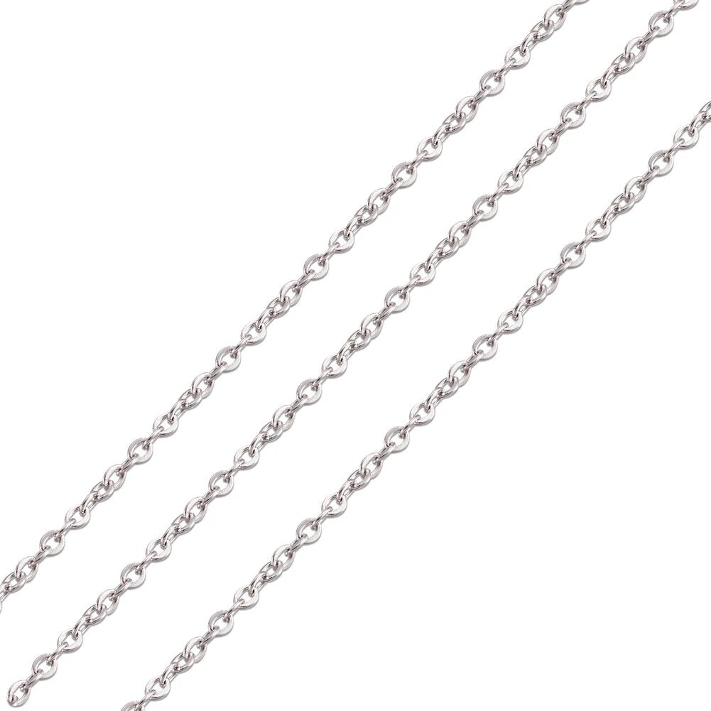 50m/roll 304 Stainless Steel Cross Chains Rolo Chain Curb Chain for Jewelry Making DIY Bracelet Necklace Handmade Craft Supplies