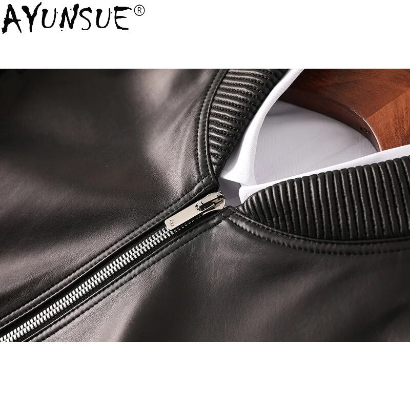 Men Jacket Genuine Leather Jackets Mens 5XL Sheepskin Clothes 2024 Men's Clothing Bomber Coat Male Hommes Veste LXR463