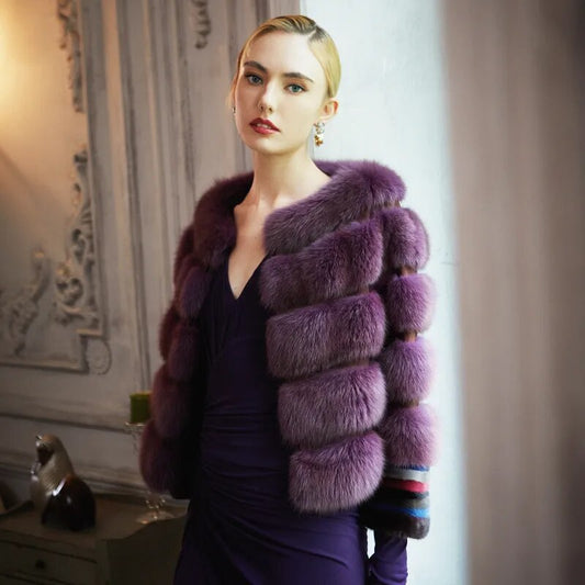 Women's Fur Coat 2223 Trend Natural Fur Long Mink Purple Fashion Outerwear Jackets Trench Coats New In Outdoor Clothes Clothing