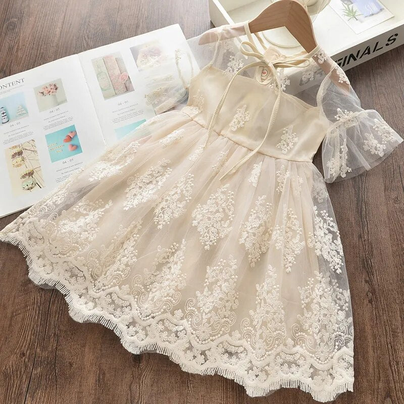 Melario Girls Dresses New Sweet Princess Dress Baby Kids Girls Clothing Wedding Party Dresses Children Clothing Pink Applique - KAISERINC