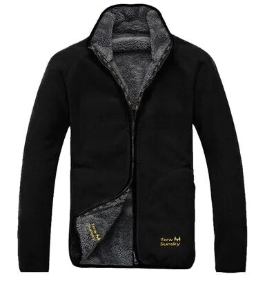 Outdoor cold resistance on both sides polar fleece pullover men's thickening and wool cardigan coat Jackets - KAISERINC