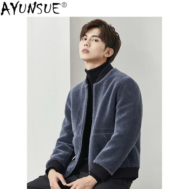 New Winter Jacket Men Clothing 2020 Korean Style Warm Baseball Casual Real Wool Fur Coat Male Chaquetas Hombre LXR871