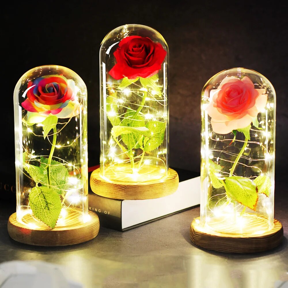 Beauty And The Beast Rose Rose In LED Glass Dome Forever Rose Red Rose Valentine's Day Mother's Day Special Romantic Gift
