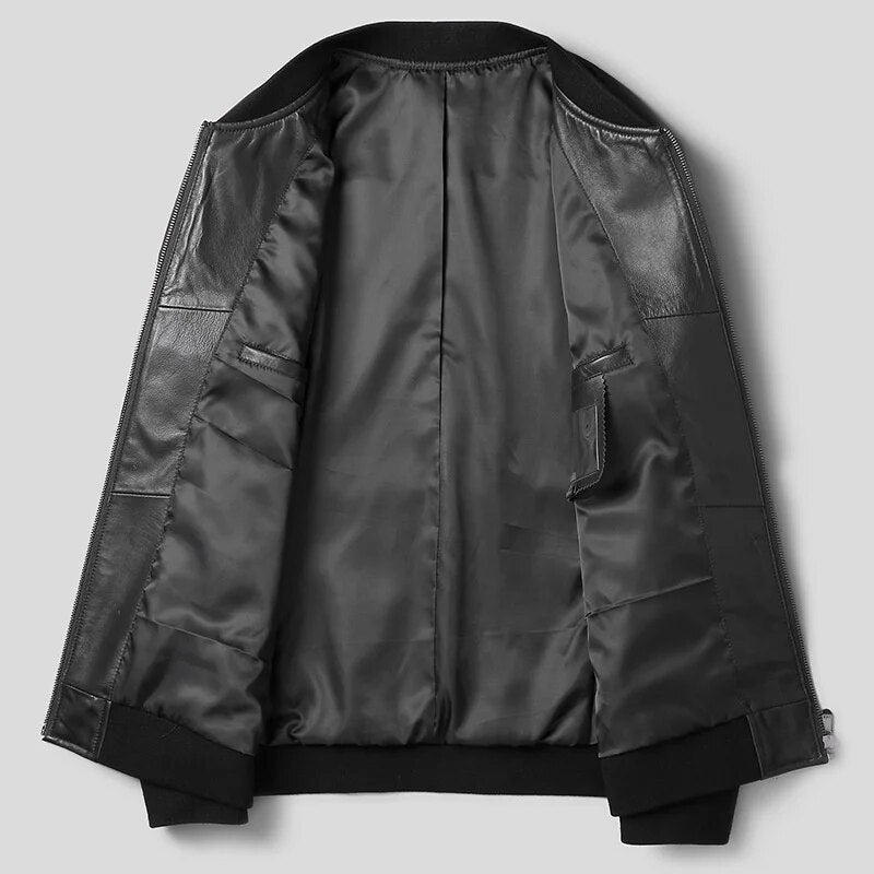 Men Jacket for Genuine Leather Short Real Sheepskin Baseball Style Coat Winter Slim-fit Jackets Chaquetas Para Hombre Cjk