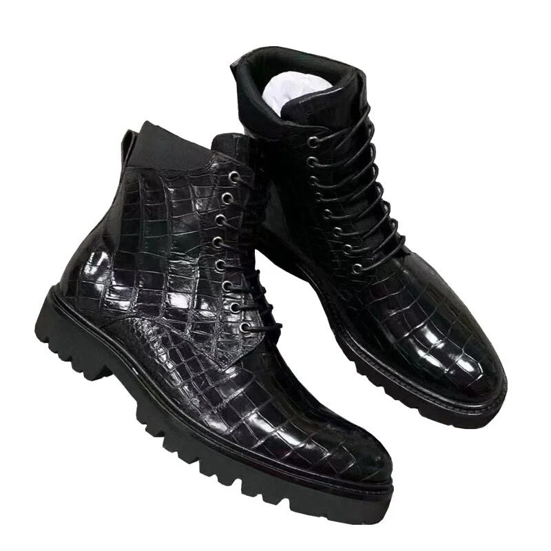 Men's Casual Versatile New High Top Shoes Genuine Leather Luxury Trend Lace-up Cosy Sneakers High Quality Fashion Business Boots