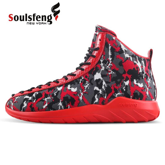 Soulsfeng Men High Tops Shoes Black Basketball Sneakers Lightweight Professional Anti Slip Sports Shoes